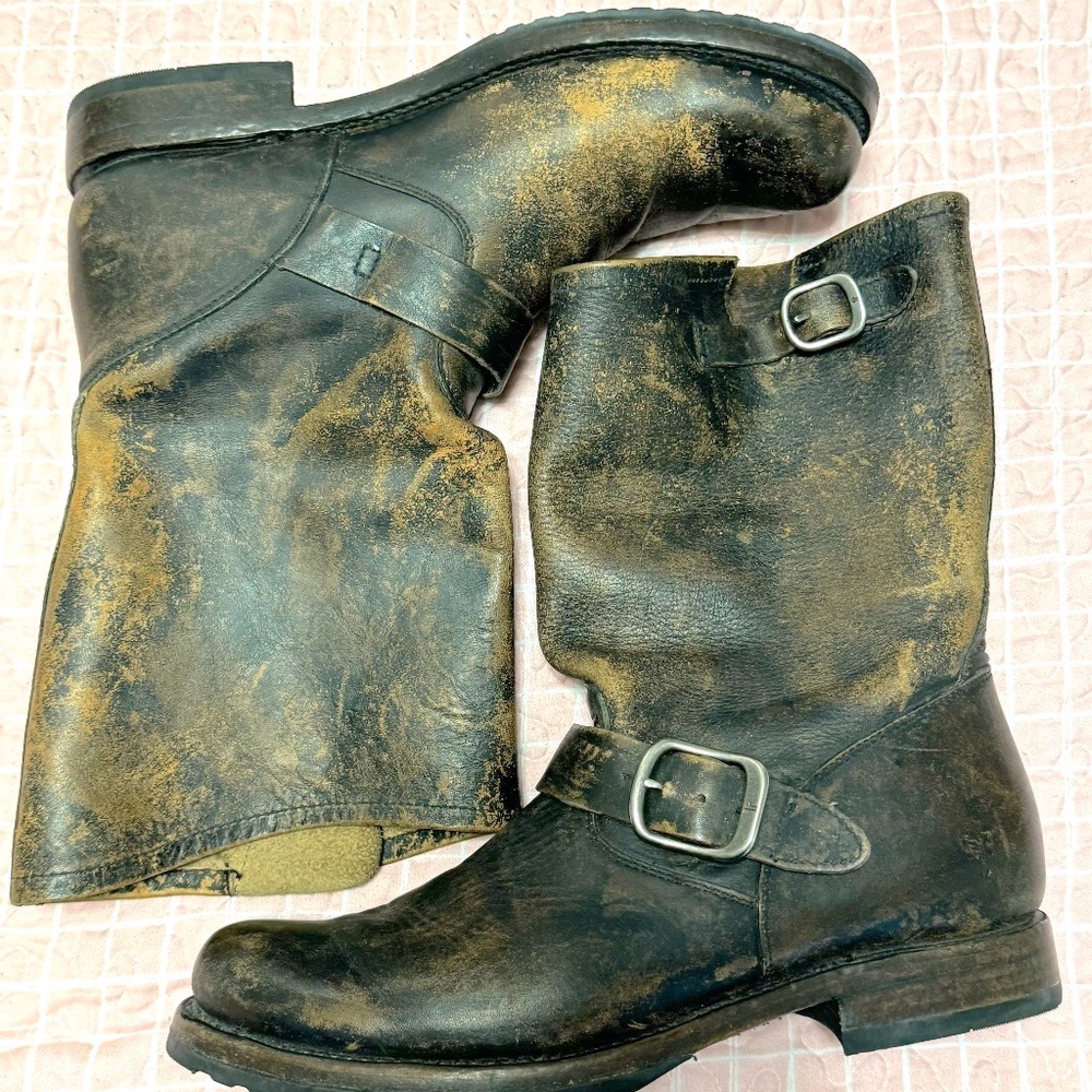FRYE Veronica Short Boot Antiqued Black Womens Size 9